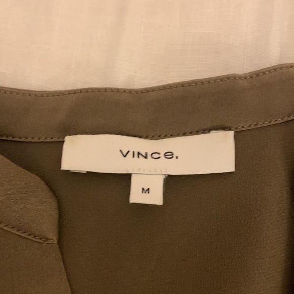 Vince, Moss Green Silk Tunic, Sz M - Picture 3 of 6